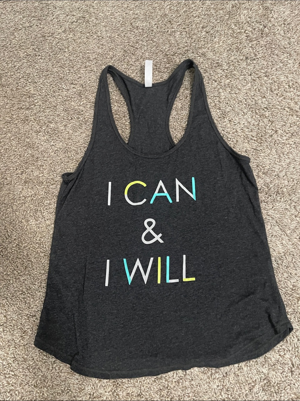 Charcoal Motivational Racerback Tank - I CAN & I WILL